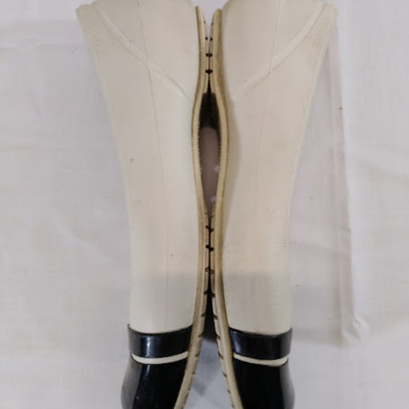 Crocs Brynn Beige Black Shiny Cap Toe Comfort Ballet Flats Shoes Women's Size 7W - Picture 5 of 7